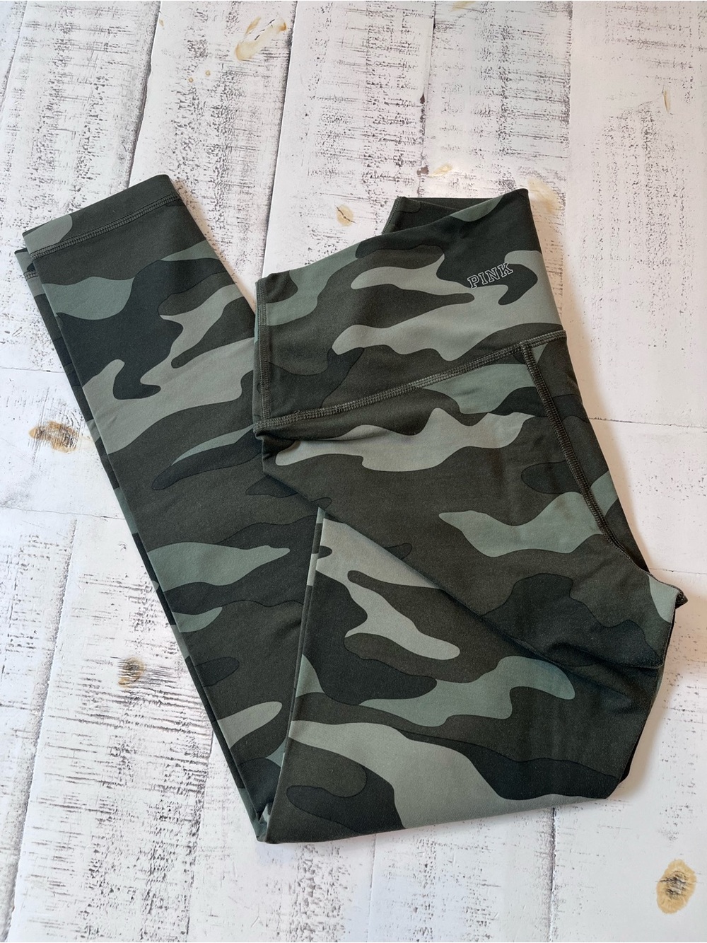 PINK Victoria's Secret Olive Green Camo Leggings